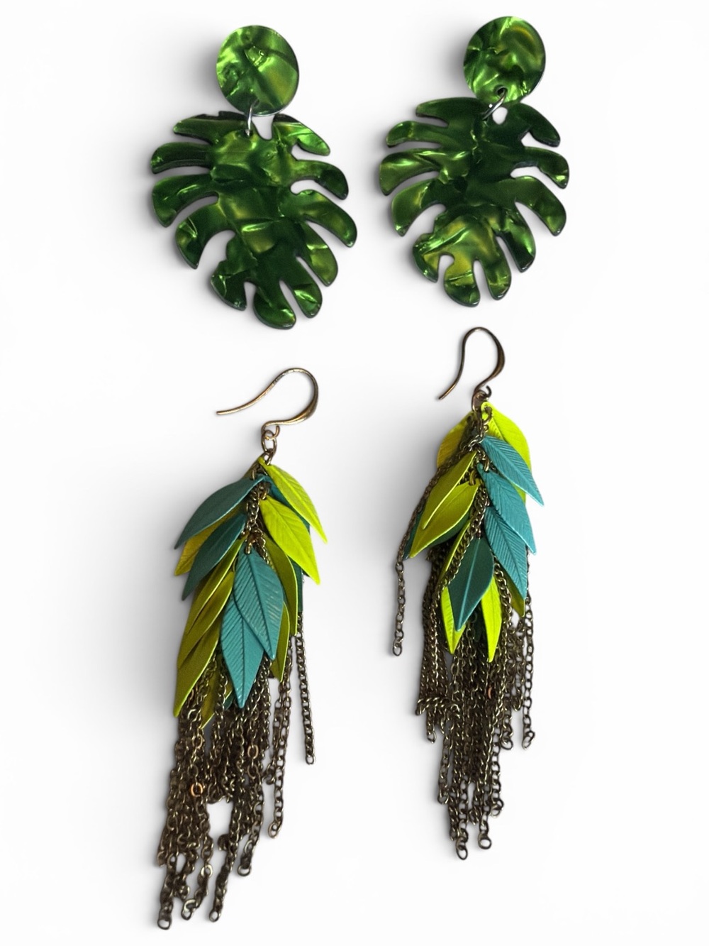 Two Pairs of Leaf Themed Statement Earrings✨ 🌿✨